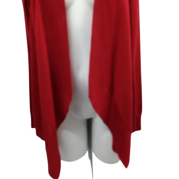 Eileen Fisher 100% Merino Wool Open Front Waterfall Cardigan Sweater Size L Red - Picture 11 of 11